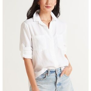 Cloth And Stone Anthropologie White Split Tab Sleeve Back Button Up Shirt XS